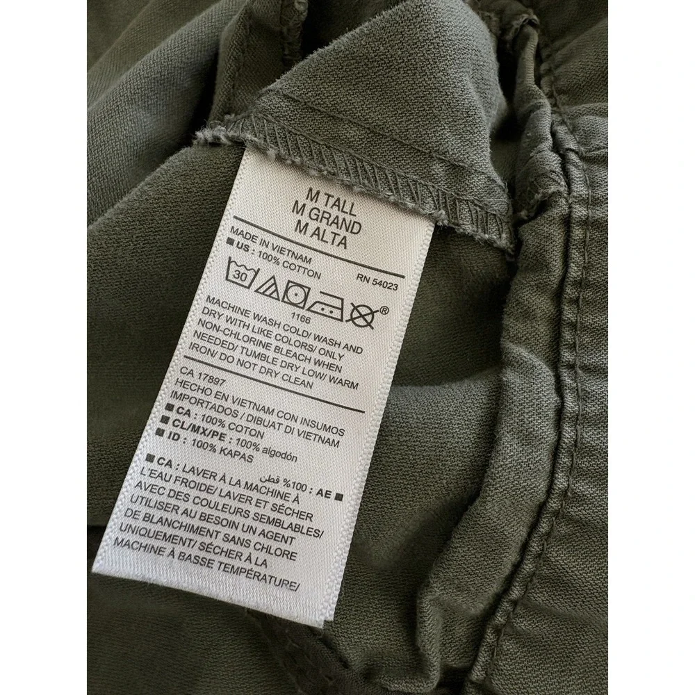 Old Navy Womens Green Canvas Utility Jacket Cinch Waist Full Zip Size Medium‎